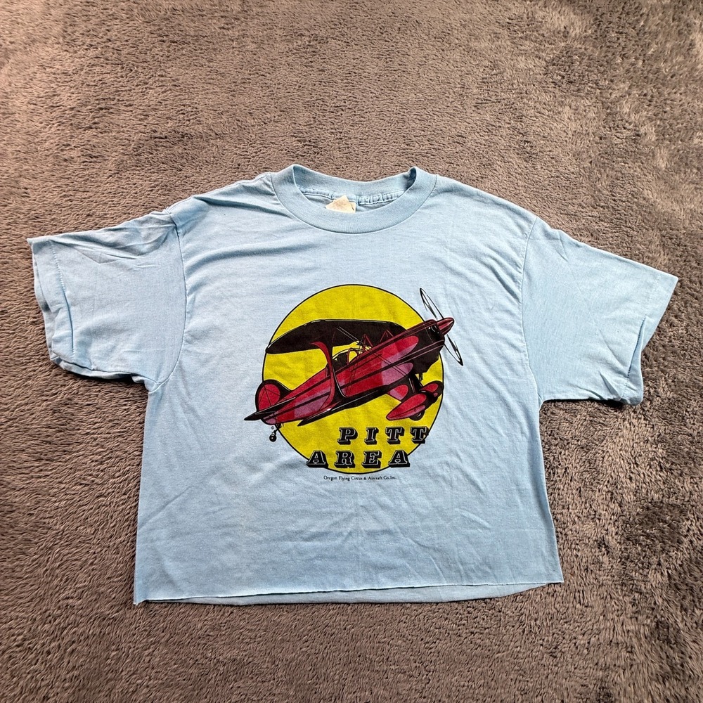 Vintage 70s Oregon Flying Circus Pitt Area Crop Tee Shirt Mens XL Ched Knits